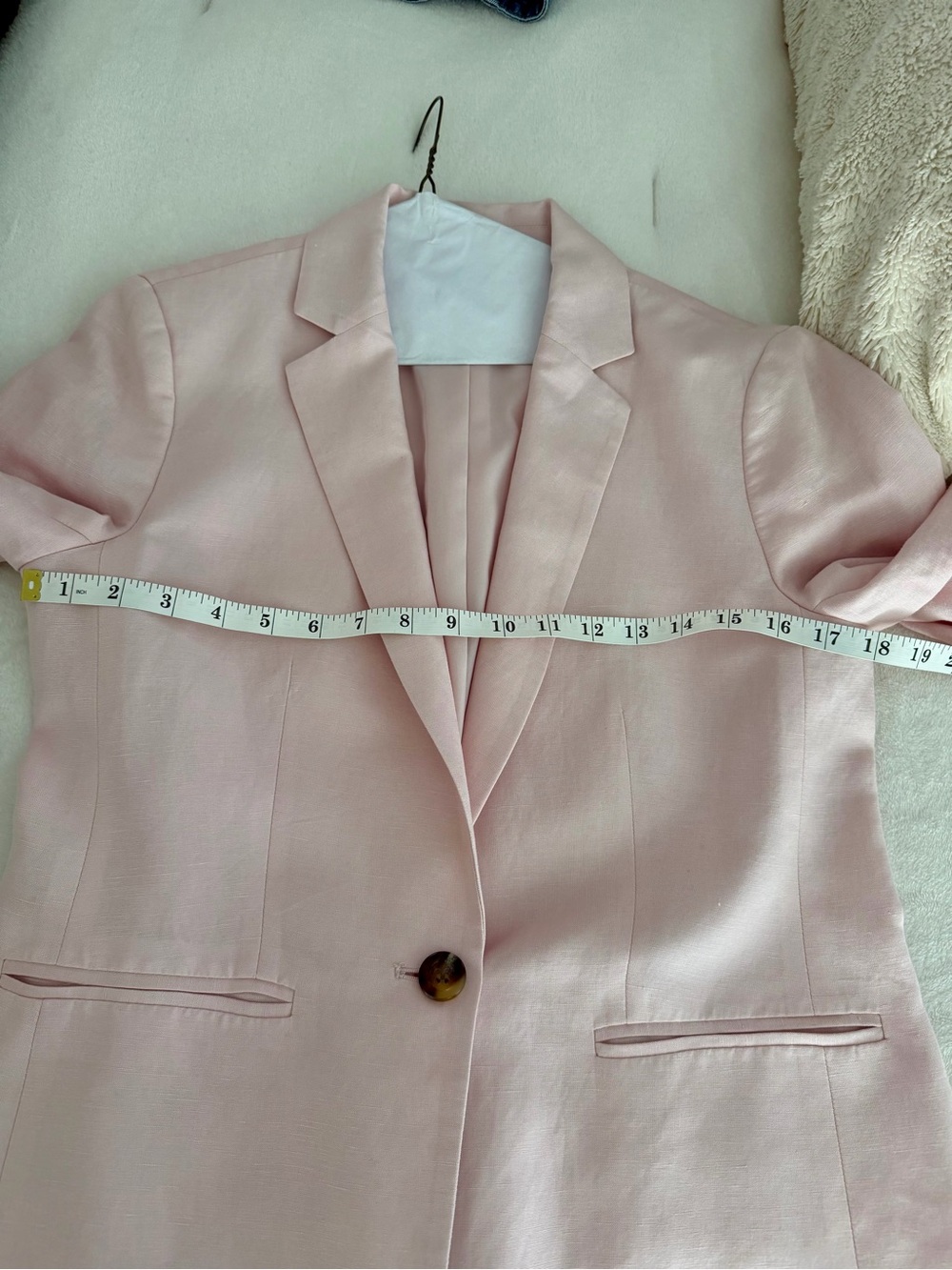 Ann Taylor Hutton Single-Button Pale Pink Blazer Jacket Linen 4 - Picture 3 of 6